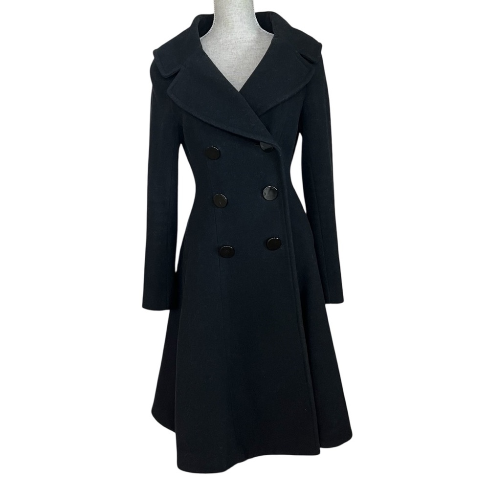 Marvin Richards Wool Blend Fit Flares Coat Black Womens S/XS